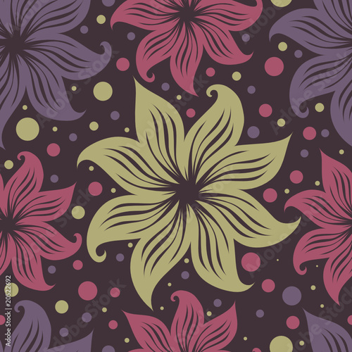 Seamless vintage grunge floral pattern with lilly