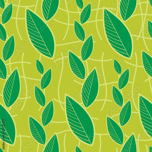 Seamless green floral pattern with leafs