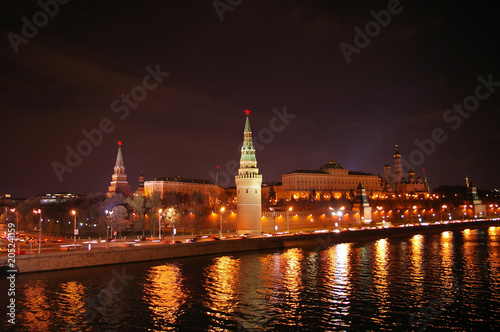 Night view on Kremlin in Moscow, Russia