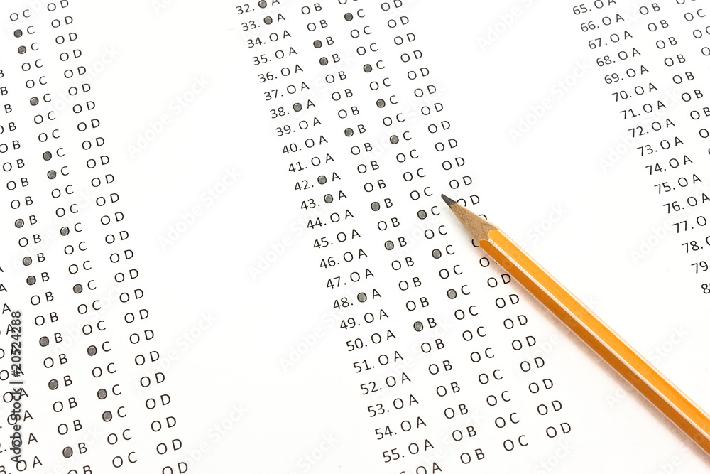Test Score Sheet With Answers Stock Photo Adobe Stock