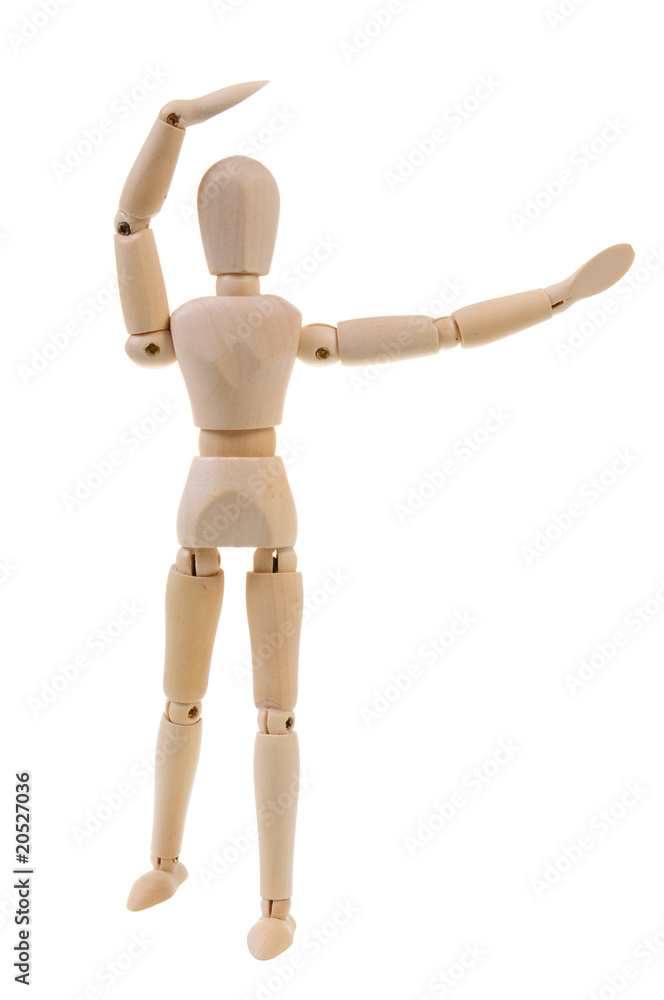 Wooden mannequin doing aerobics exercise Wooden mannequin doing aerobics exercise