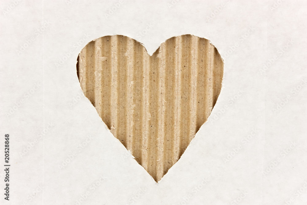 heart cut out on white cardboard