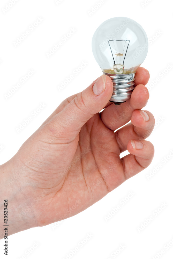 Small tungsten light bulb in hand Small tungsten light bulb in hand