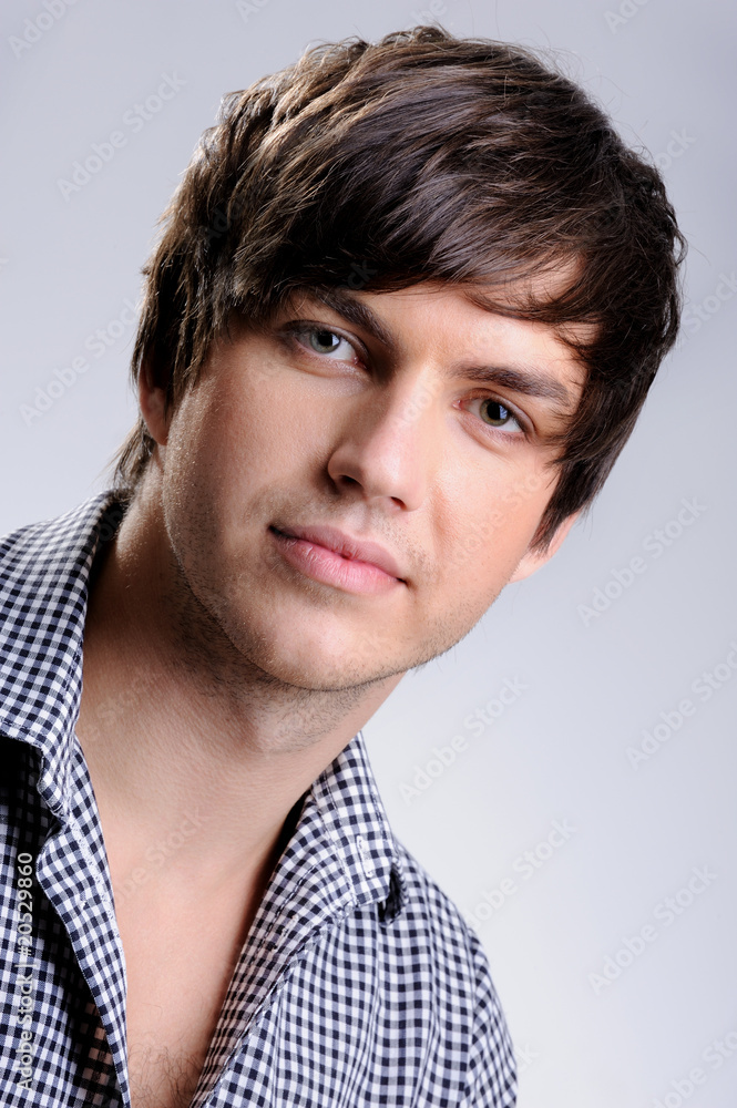 man with modern straight hairstyle man with modern straight hairstyle