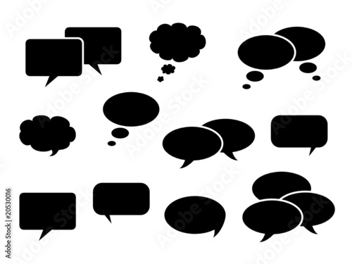 Speech Bubbles (vector icons black symbols blog chat web)