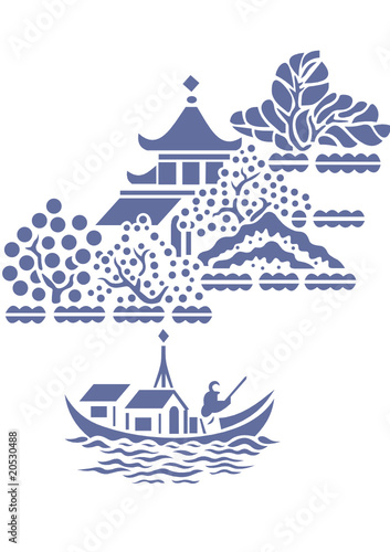 Japanese village vector