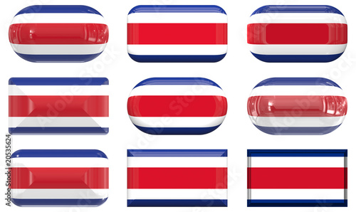nine glass buttons of the Flag of Costa Rica