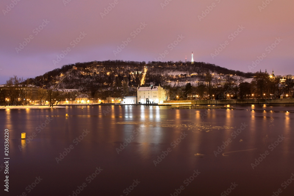 The Prague Hill Petrin with Owl´s Mills in the Night