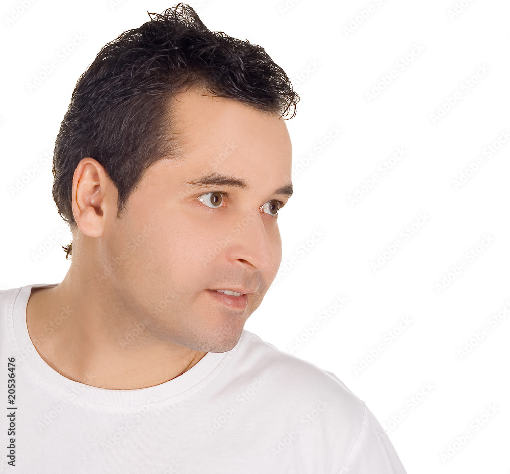 Obraz premium Portrait of happy young men over white background