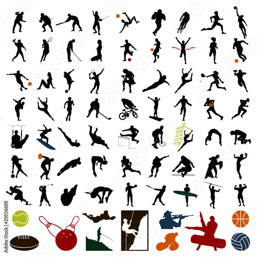 Silhouettes of sportsmen of black colour. A vector illustration