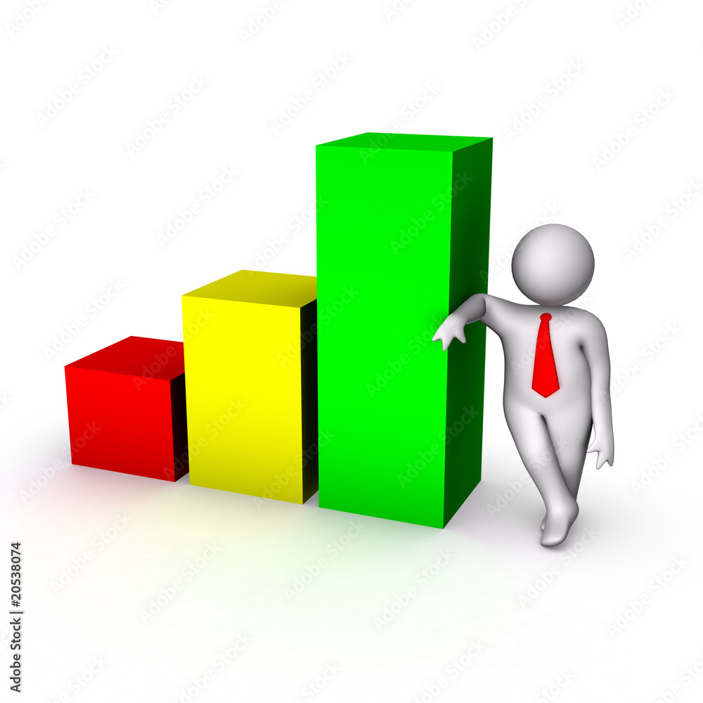 3d man with business chart 3d man with business chart