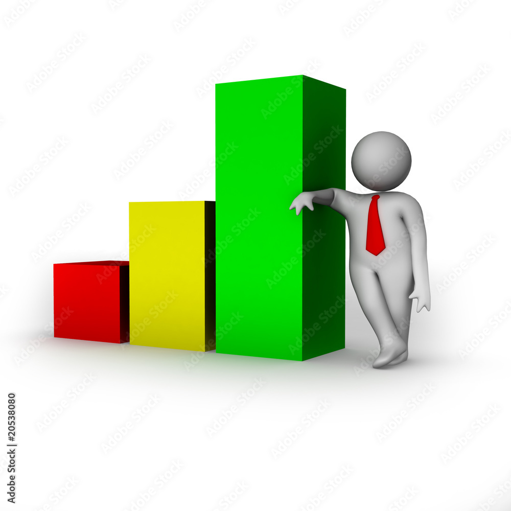 3d man with business chart 3d man with business chart
