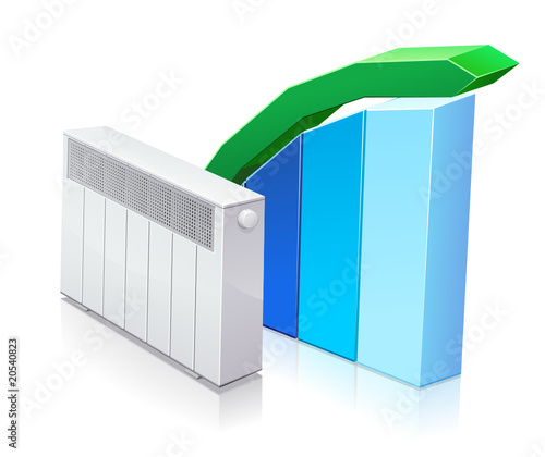 Radiateur et ses statistiques à la hausse (reflet)