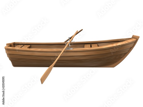 Wood boat isolated on white Fototapet