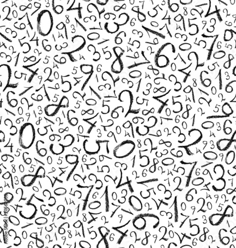 Seamless pattern: simple numbers on blackboard background