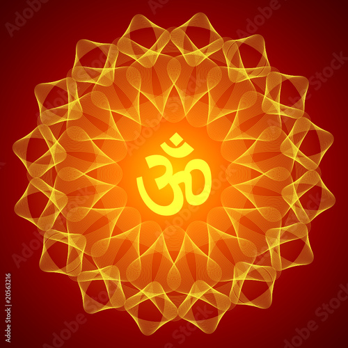 Spiritual Om on Mandala Background