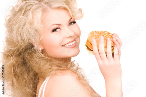woman with burger