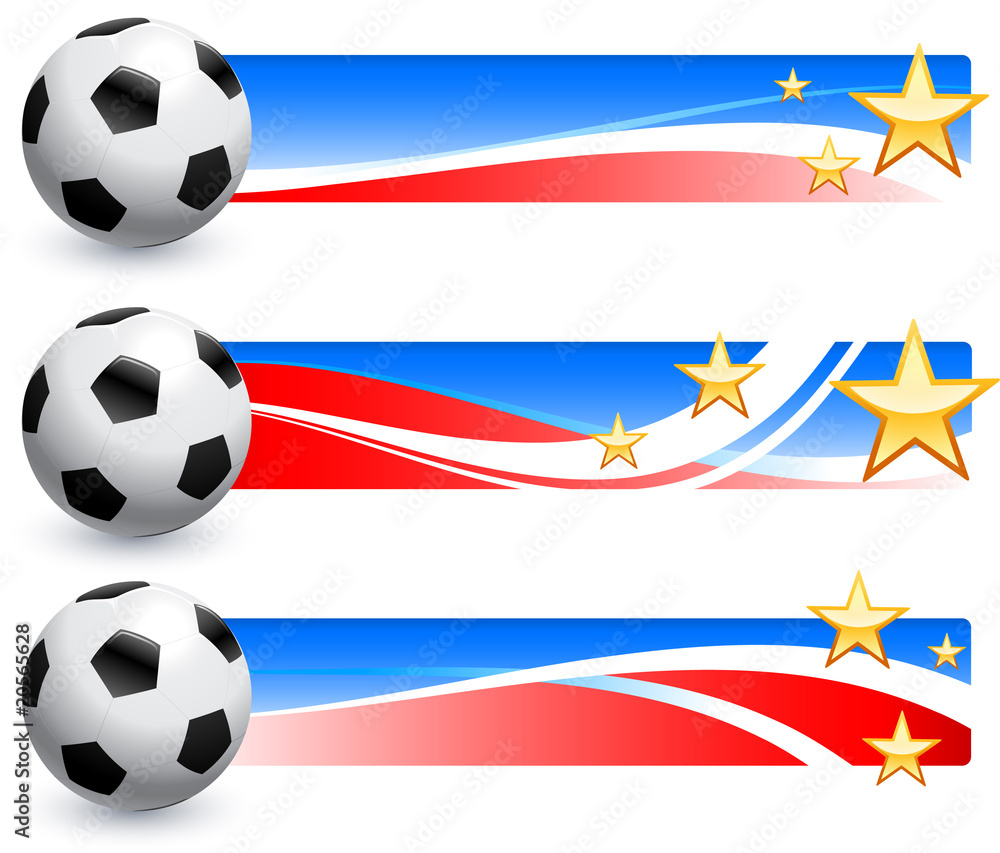 Naklejka premium Soccer (football) Ball with American Banners