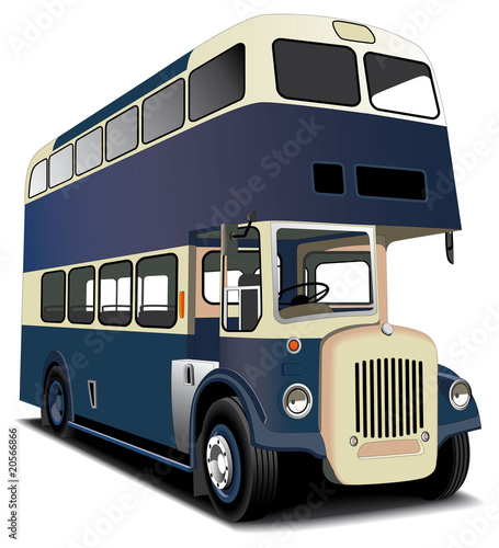 blue double decker bus