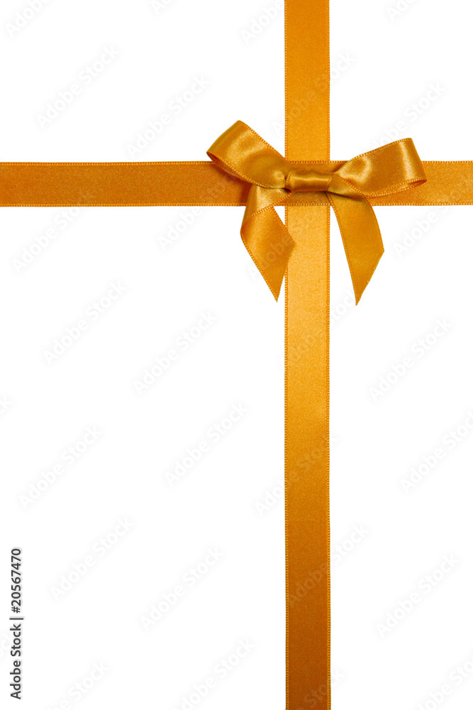 Fototapeta premium golden cross ribbon with bow isolated on white
