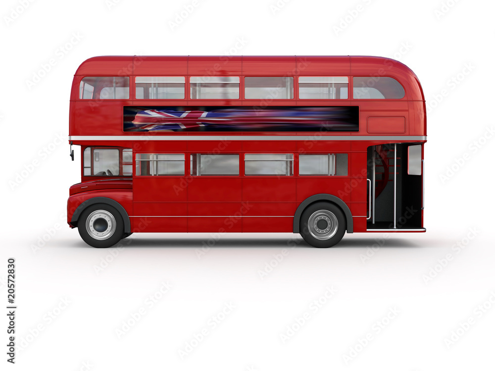 Double decker bus - isolated on white