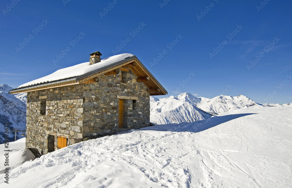 Hut on a mountain slope