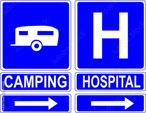 blue traffic signs vector illustration