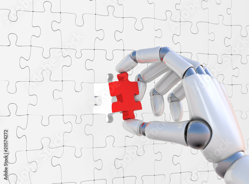 Red puzzle in robohand