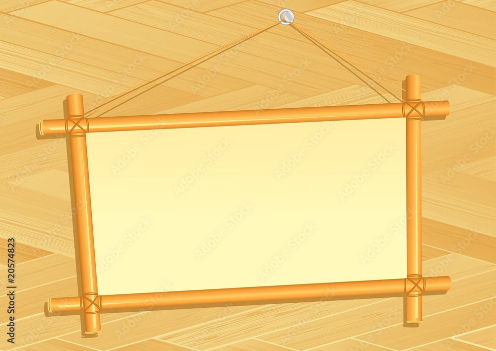 Obraz premium Bamboo frame on wooden wall