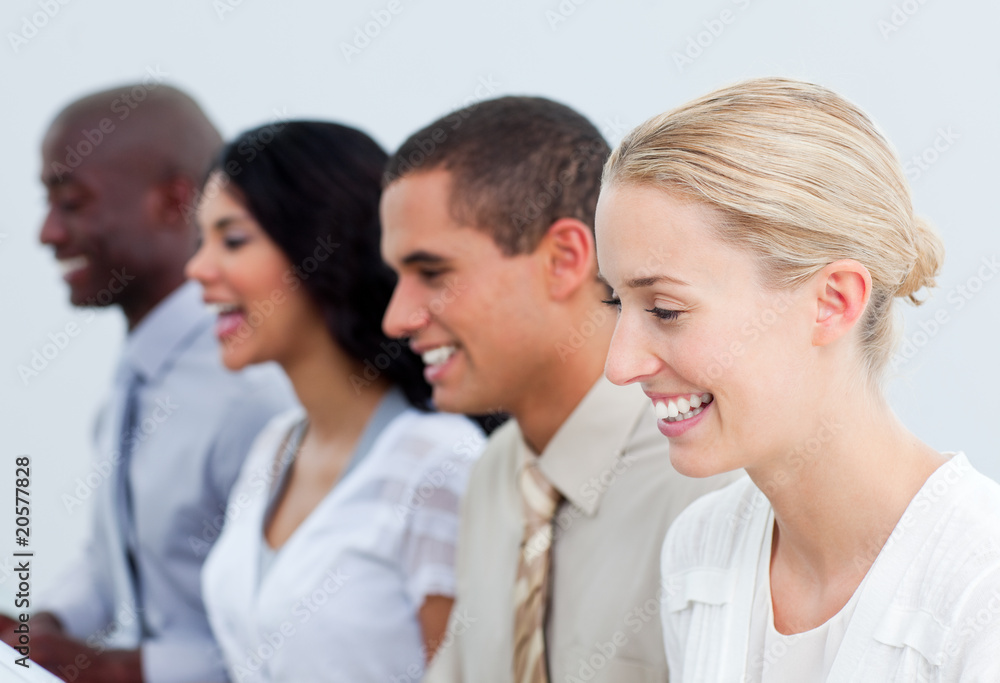 Presentation of a multi-ethnic business team at work Presentation of a multi-ethnic business team at work