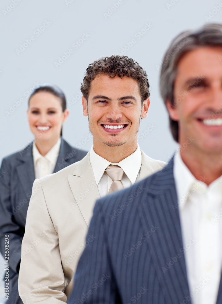 Handsome businessman and his team Handsome businessman and his team