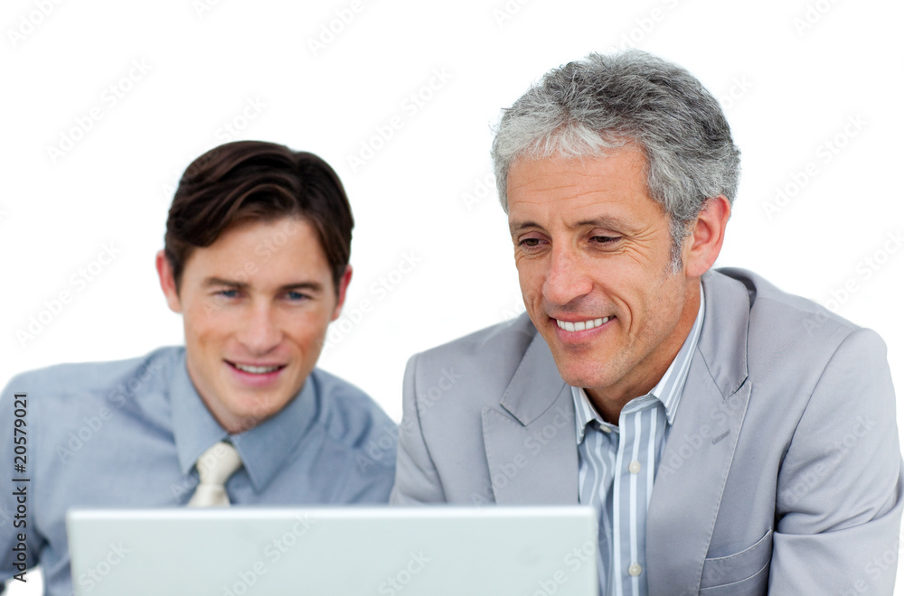 Concentrated businessmen working at a computer Concentrated businessmen working at a computer