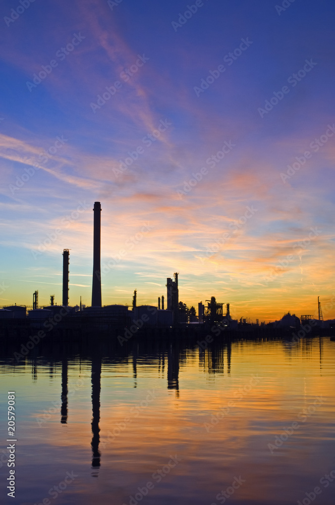 Oil Refinery at sunset