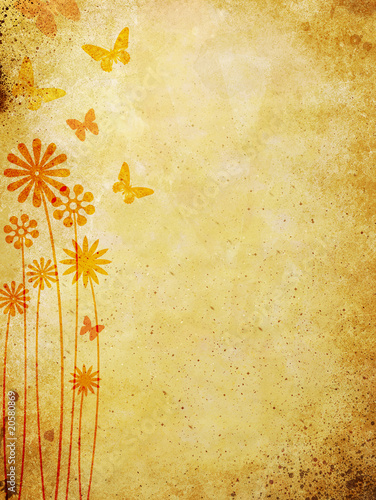 floral pattern over old wall background
