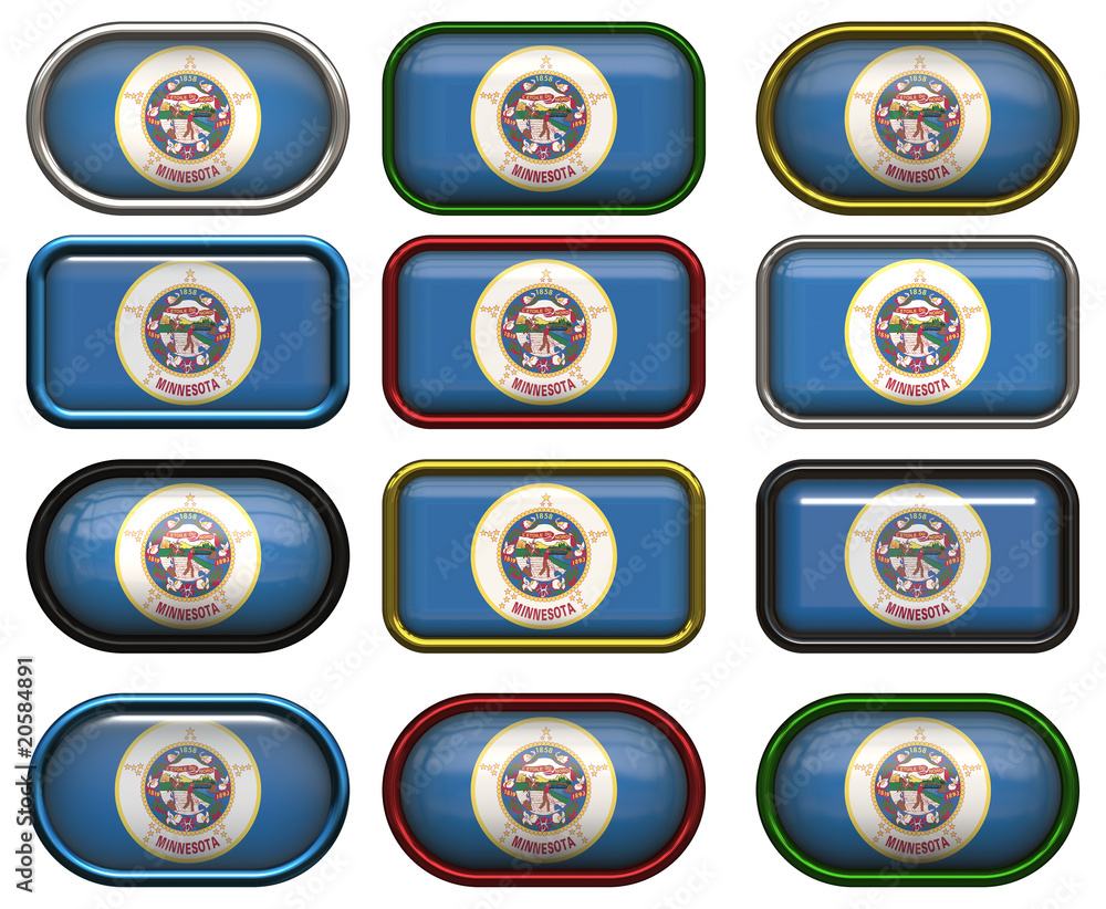 Naklejka premium 12 buttons of the Flag of Minnesota