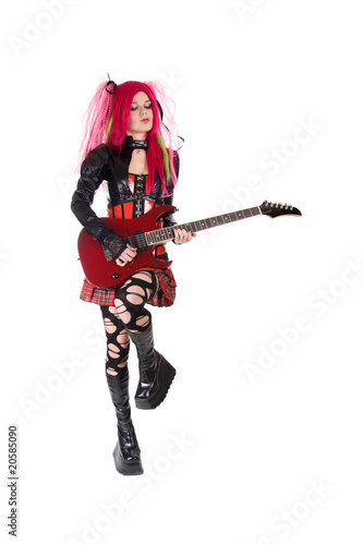 Gothic girl playing guitar