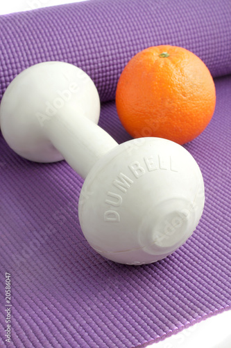 Fruit and exercise equipment photo