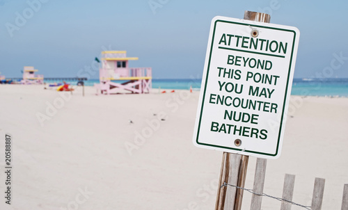 Clothing Optional Beach Sign photo