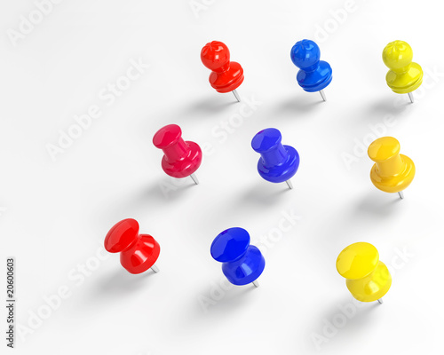 colorful pushpins isolated 3d models