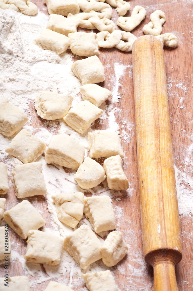dough on a wooden board dough on a wooden board