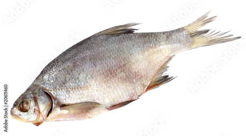 Dried bream fish isolated on white