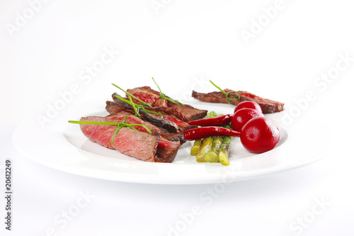 meat slices on white dish