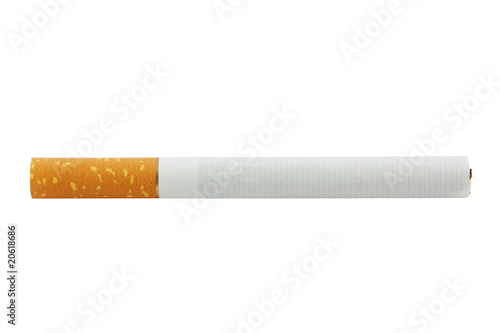 closeup of cigarette isolated on white background