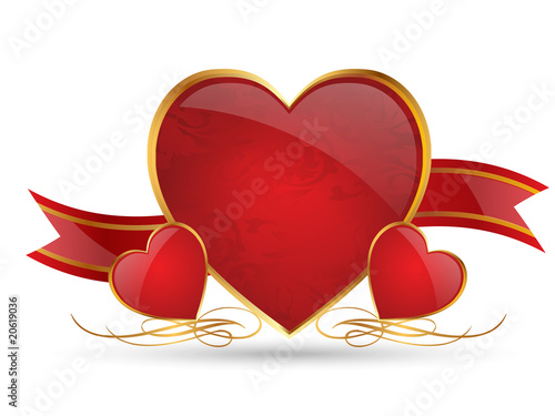 Royal hearts with banners