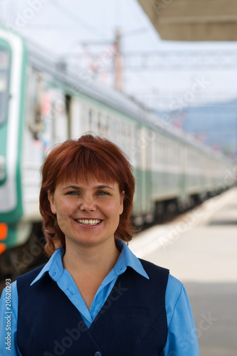 Girl-conductor smiles