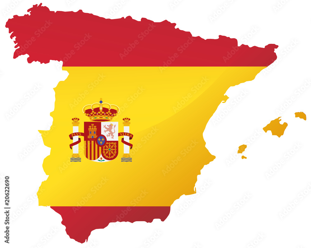 Mapa de la Bandera de España Stock Vector
