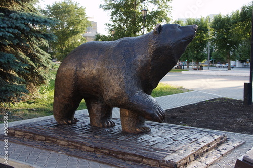Bronze sculpture of a bear in the city of Perm