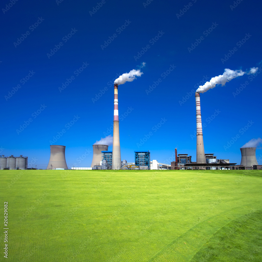 Blue sky over power station