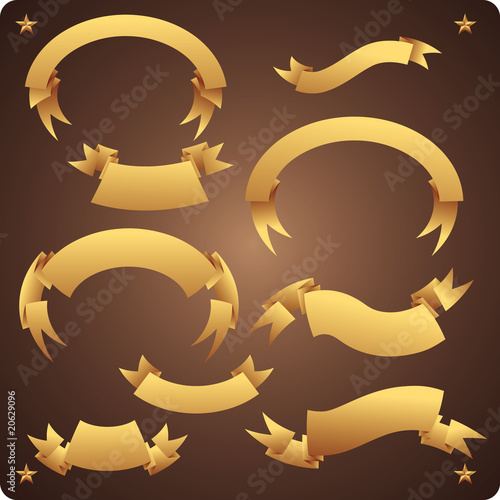 Set of golden graphic banners in vintage style