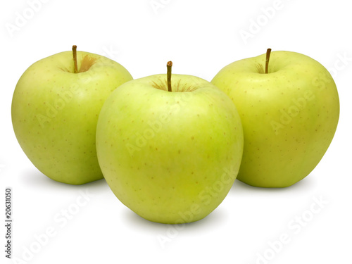Three yellow-green apples